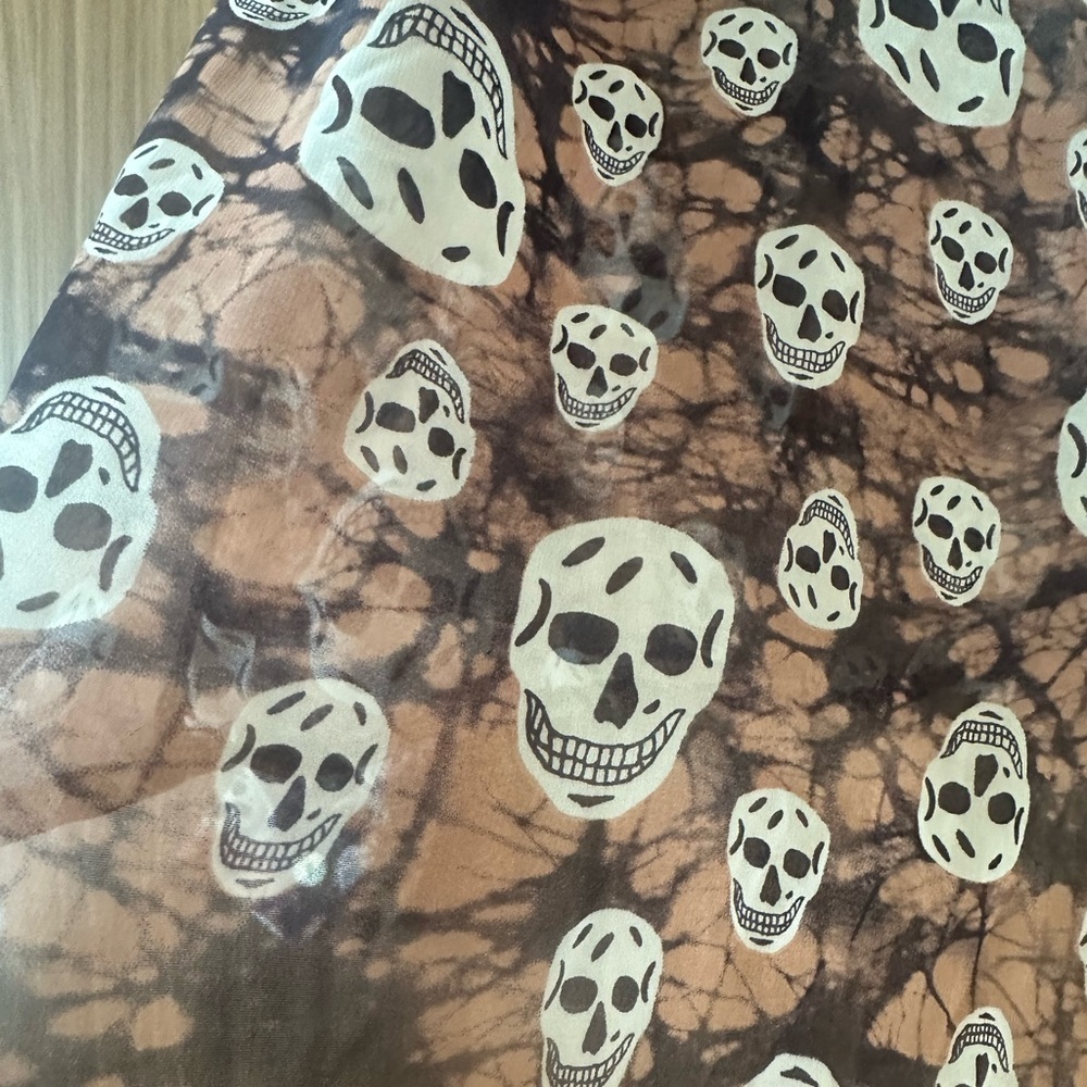 Vintage Havana Skull Print Sheer Blouse Top Size S - Picture 9 of 14
